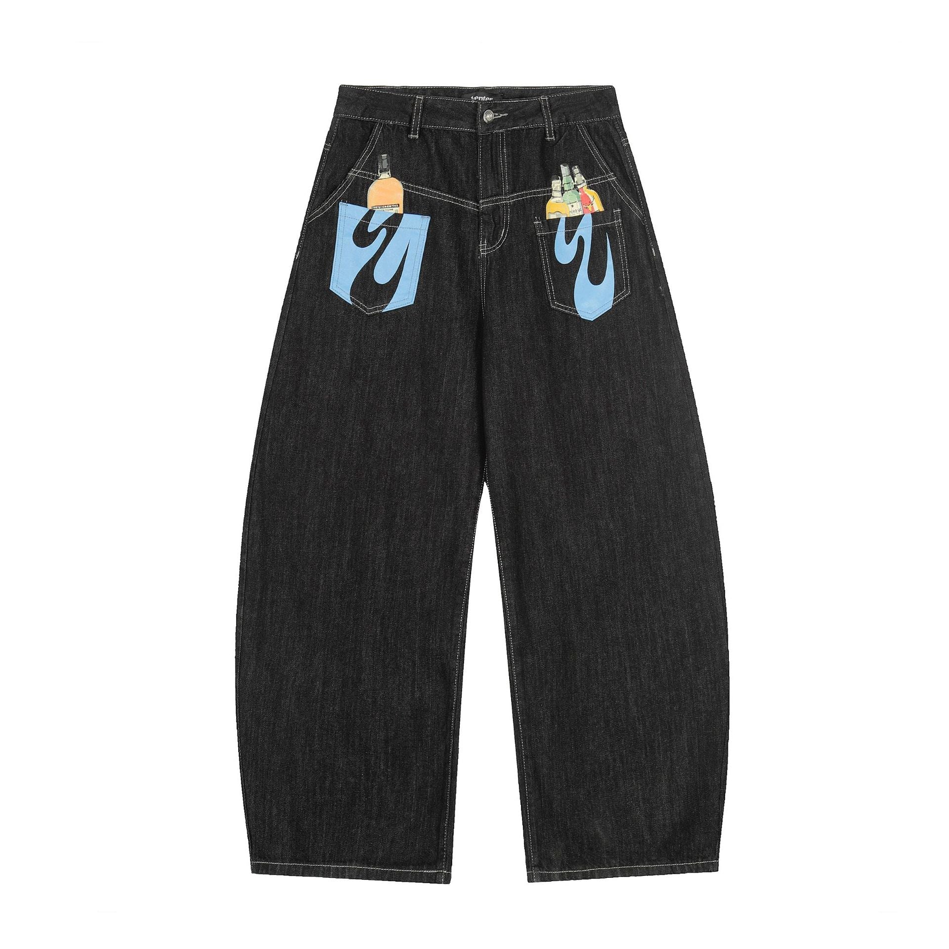 Graffiti Print Loose Wide - Leg Knife - Edge Jeans for Men - XGEM® - Not Made for Everyone